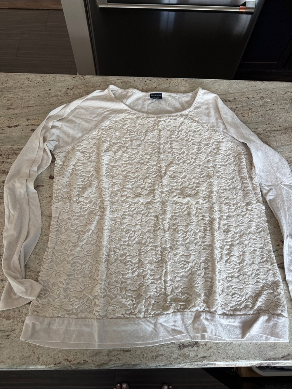Faded Glory Ivory Lace Front Lightweight Sweater